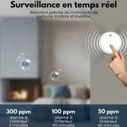 Détecteur de fumée et de monoxyde de carbone Aroha Safety Pro Sleep Line - Batterie 10 ans - Alarme incendie et de CO - 5 pièces