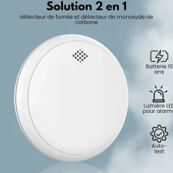 Détecteur de fumée et de monoxyde de carbone Aroha Safety Pro Sleep Line - Batterie 10 ans - Alarme incendie et de CO - 2 pièces