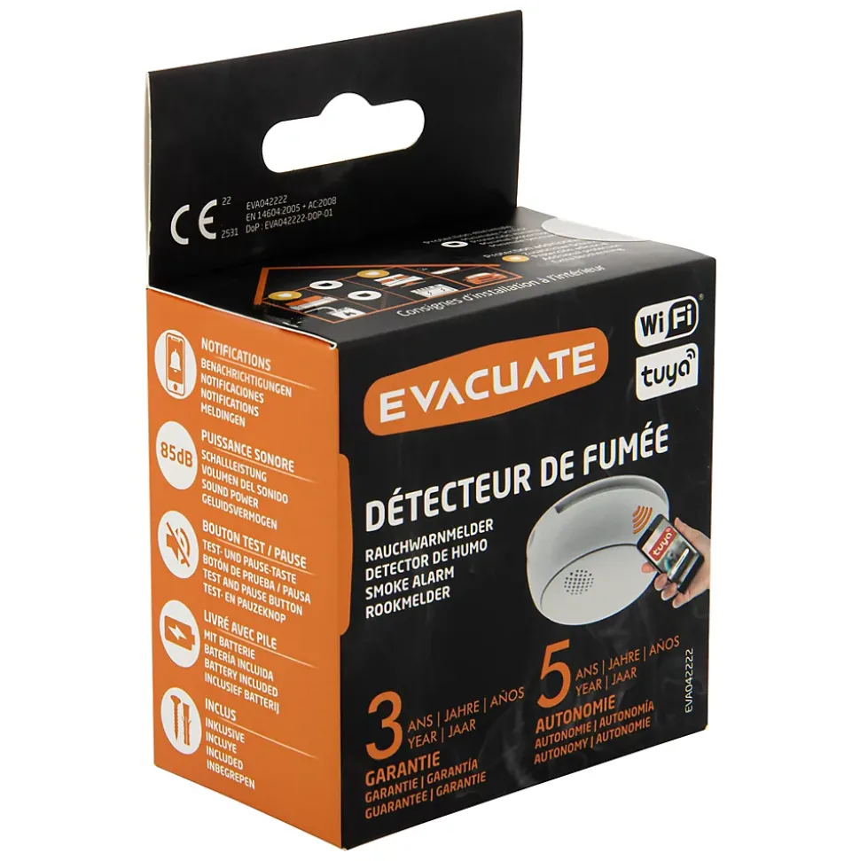Détecteur de fumée Evacuate wifi Tuya 5 ans