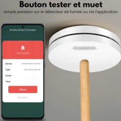 Détecteur de fumée WiFi Aroha Smart Connect - Batterie 10 ans - Alarme incendie connecte avec application Tuya et Smartlife
