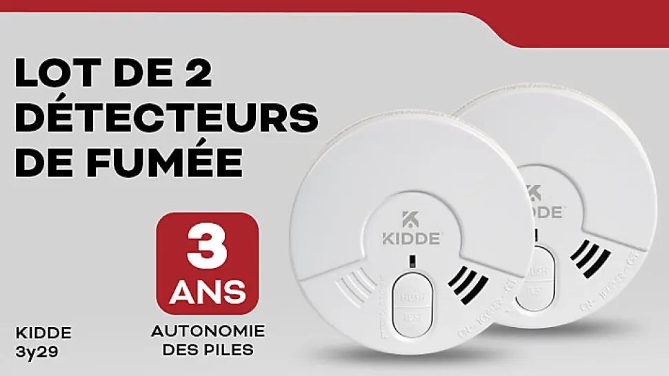 Détecteur de fumée 3Y29 Kidde, 2 pièces