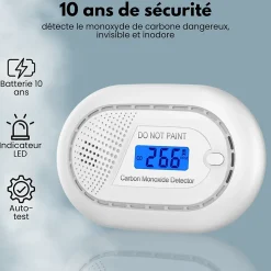 Détecteur de monoxyde de carbone Aroha Smart Connect WiFi - Batterie 10 ans - Alarme de CO connecte avec Tuya et Smartlife