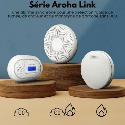 Détecteur de monoxyde de carbone interconnecté Aroha Link - Batterie 10 ans - Alarme de CO - Portable - 2 pièces