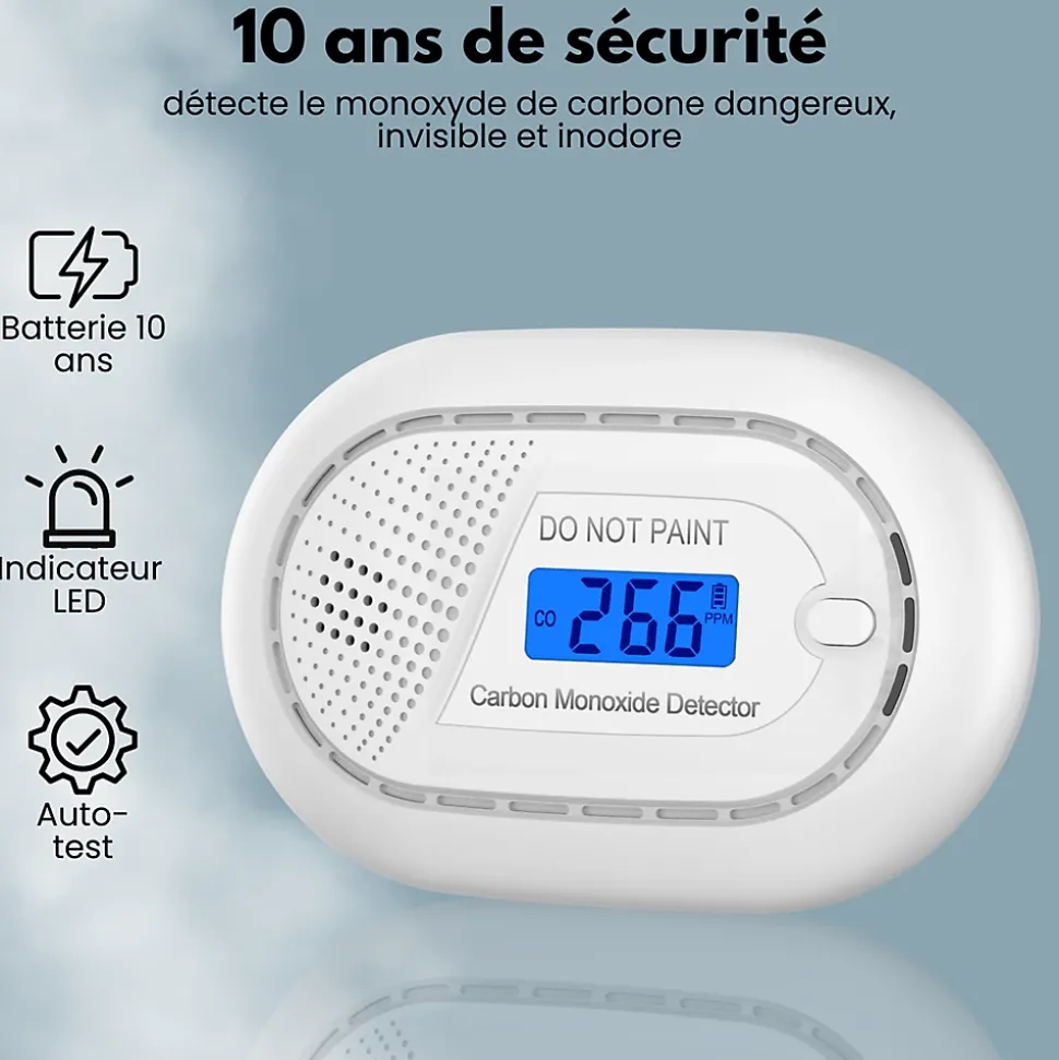 Détecteur de monoxyde de carbone Aroha Smart Connect WiFi - Batterie 10 ans - Alarme de CO connecte Tuya et Smartlife - 2 pièces