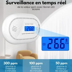 Détecteur de monoxyde de carbone Aroha Safety Pro - Batterie 10 ans - Alarme de CO portable, capteur de CO