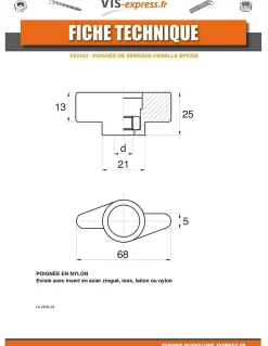 Ecrou bouton de serrage Nylon Insert Nylon M6 - 10 pièces