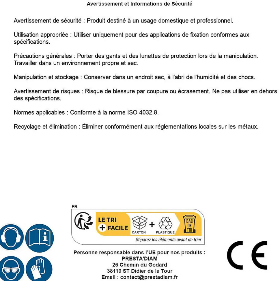 25 Ecrous Hexagonaux HU M24 mm - 4032 - 8 - Zingué CR3 - D-Work