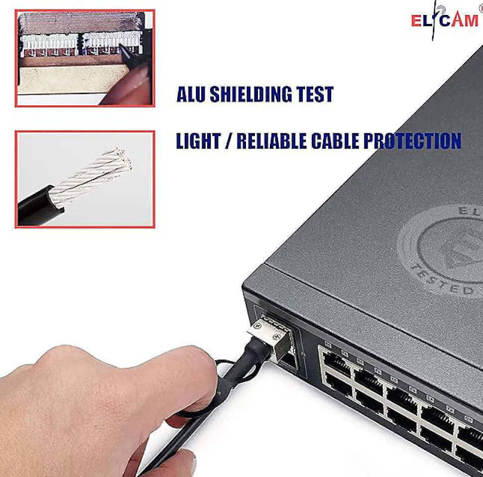 Elfcam - Câble DAC SFP+ à SFP+ 10Gb - 5m, Twinax Attache Directe, Haute Performance