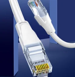 Elfcam - Câble Ethernet RJ45 Cat 7 SFTP 20m (Rond Blanc), 10Gbps, 600MHz, Cuivre, Anti-Interférences