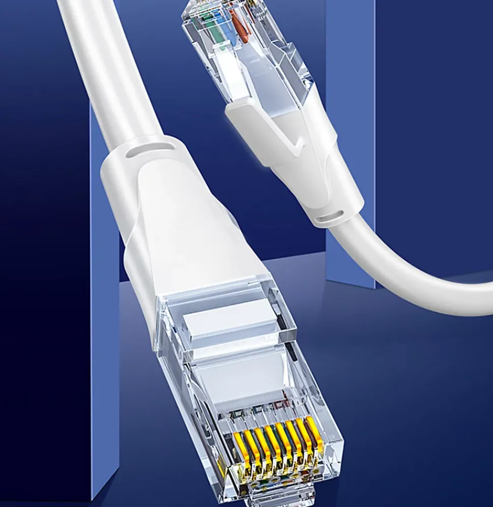 Elfcam - Câble Ethernet RJ45 Cat 7 SFTP 20m (Rond Blanc), 10Gbps, 600MHz, Cuivre, Anti-Interférences