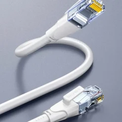 Elfcam - Câble Ethernet RJ45 Cat 7 SFTP 10m (Rond Blanc), 10Gbps, 600MHz, Cuivre, Anti-Interférences