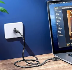 Elfcam - Câble Ethernet RJ45 Cat 7 SFTP 10m (Rond Noir), 10Gbps, 600MHz, Cuivre, Anti-Interférences