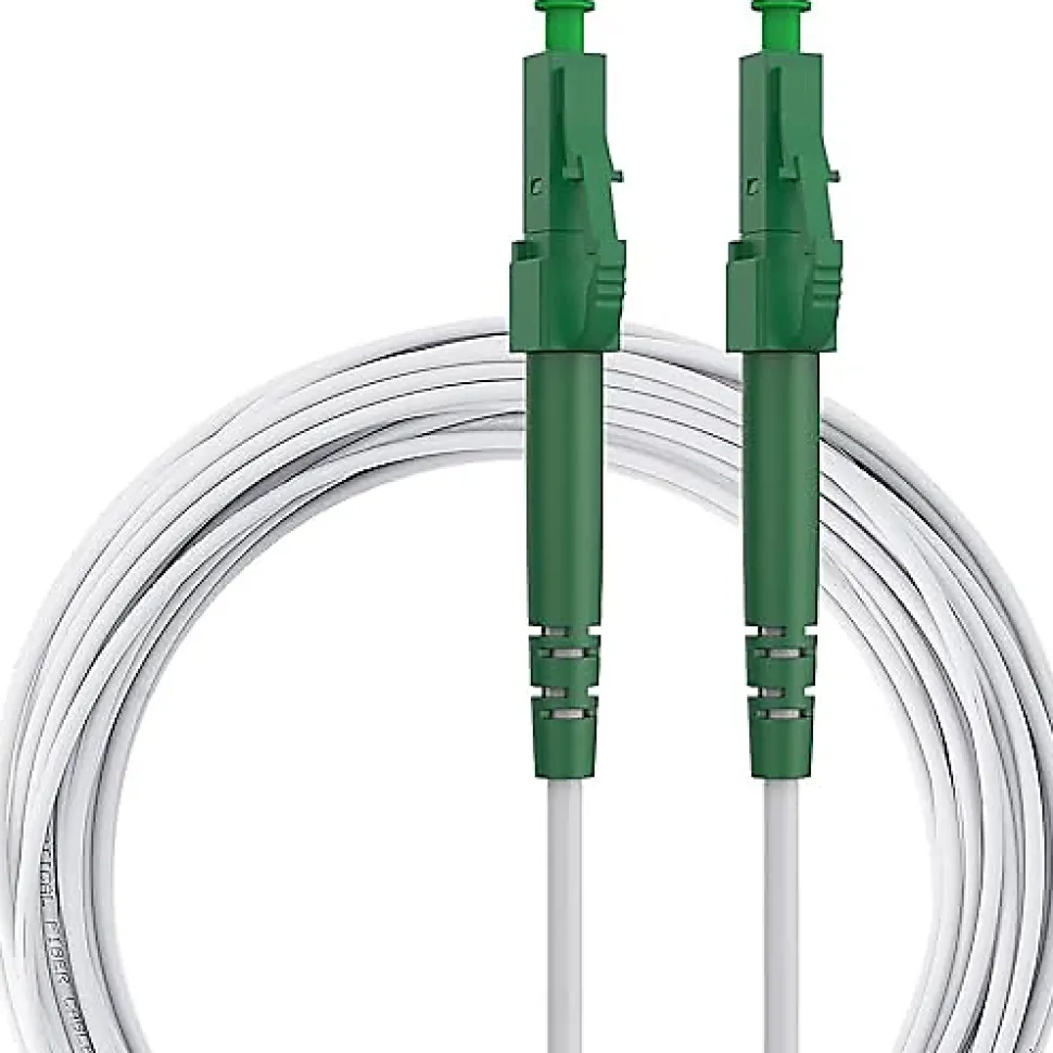 Elfcam - Câble Fibre Optique LC/APC à LC/APC - 1m (Blanc), Jarretière Optique Simplex Monomode 9/125um LSZH