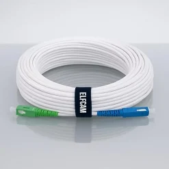 Elfcam - Câble Fibre Optique SC-APC à SC-UPC - 15m (Blanc), Jarretière Optique 9/125um, Compatible Freebox, Livebox