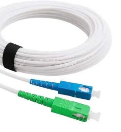 Elfcam - Câble Fibre Optique SC-APC à SC-UPC - 20m (Blanc), Jarretière Optique 9/125um, Compatible Freebox, Livebox