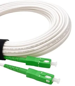 Elfcam - Câble Fibre Optique SC-APC à SC-APC - 200m (Blanc), Jarretière Renforcée 9/125um, Blindé, Compatible Livebox