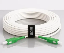 Elfcam - Câble Fibre Optique SC-APC à SC-APC - 200m (Blanc), Jarretière Renforcée 9/125um, Blindé, Compatible Livebox