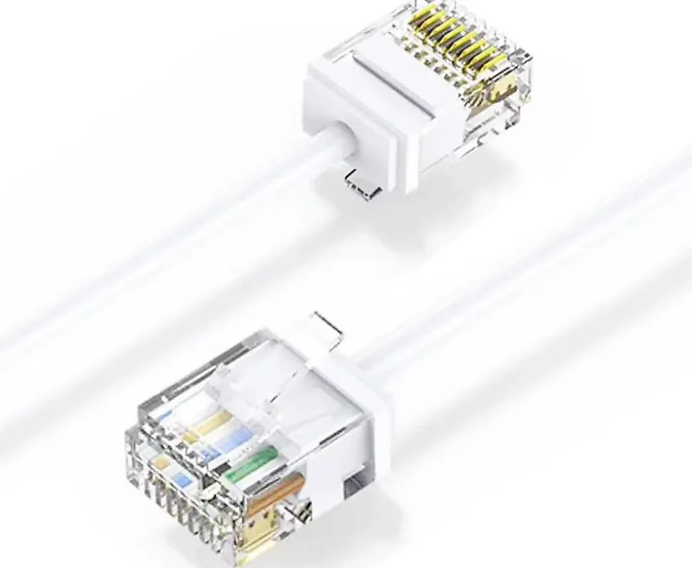 Elfcam - Câble RJ45 Cat 6 Slim 3m (Blanc) - 32AWG Ultra Fin, Réseau LAN/WAN, Haut Débit, Idéal PC, Box, Routeur