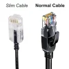 Elfcam - Câble RJ45 Cat 6 Slim 1m (Noir) - 32AWG Ultra Fin, Réseau LAN/WAN, Haut Débit, Idéal PC, Box, Routeur