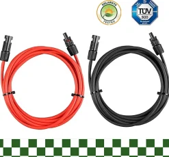 Elfcam - 2 Câbles Solaires 4mm² 4m, Connecteurs M/F, 12AWG, DC1500V, IP68, Anti-UV, Certifié TUV