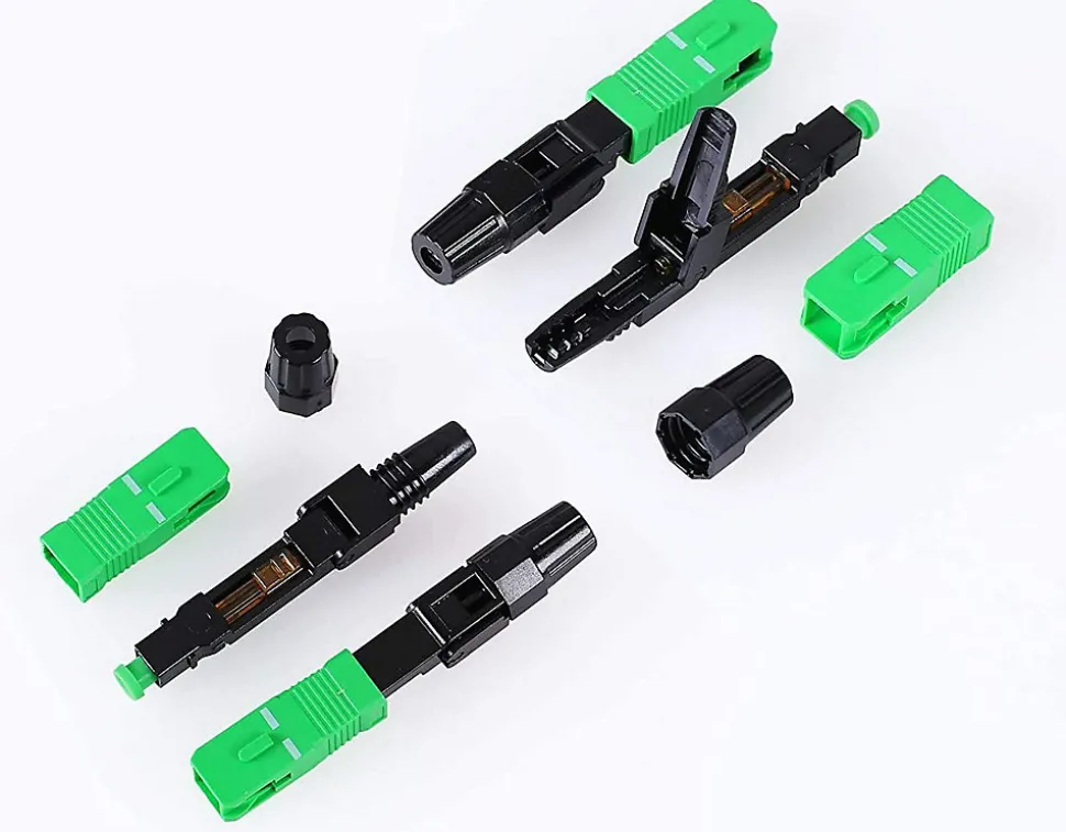 Elfcam - Lot de 5 Connecteurs Rapides Fibre Optique SC/APC - Simplex Monomode (SM), Haute Précision
