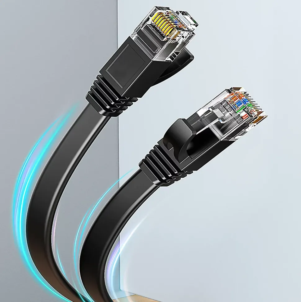 Elfcam - 10m Câble Ethernet RJ45 Cat7 Flat Blanc, 10Gbps 600MHz, Cuivre, SFTP, Anti-Bruit, PC, Modem, Routeur
