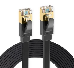 Elfcam - 10m Câble Ethernet RJ45 Cat7 Flat Blanc, 10Gbps 600MHz, Cuivre, SFTP, Anti-Bruit, PC, Modem, Routeur