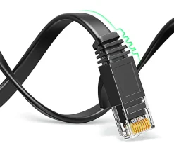Elfcam - 10m Câble Ethernet RJ45 Cat7 Flat Noir, 10Gbps 600MHz, Cuivre, SFTP, Anti-Bruit, PC, Modem, Routeur