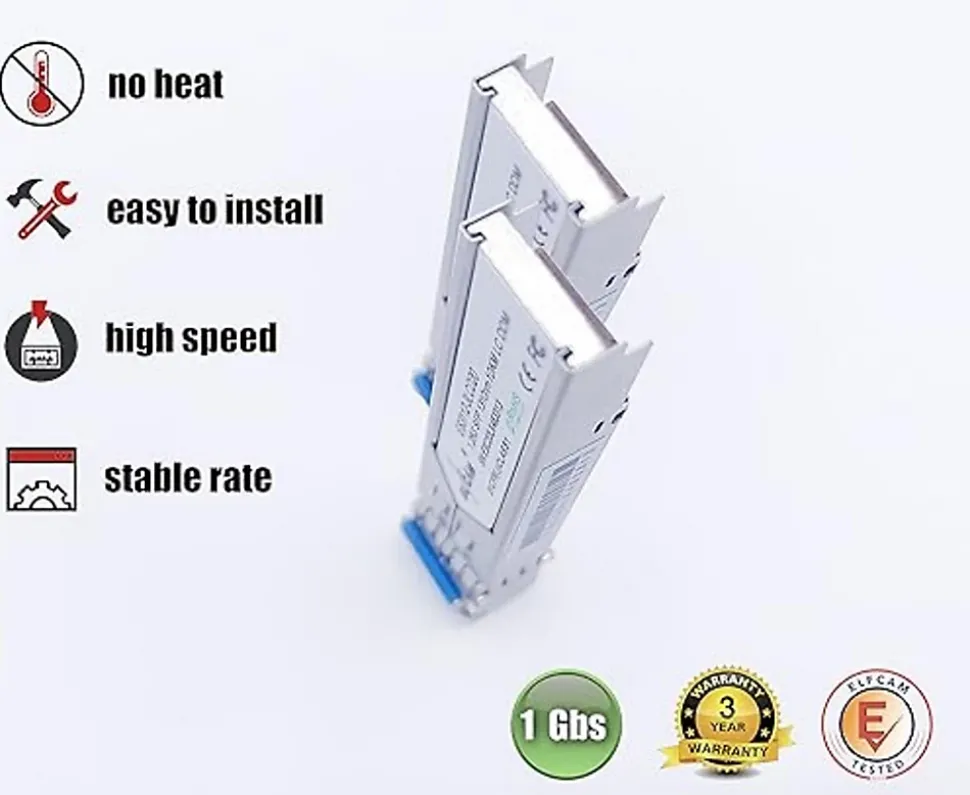 Elfcam - 2 Modules SFP 1,25 Gbps LC/UPC Duplex Monomode OS2 1310nm, 10 km, Transceivers Fibre Optique Performants