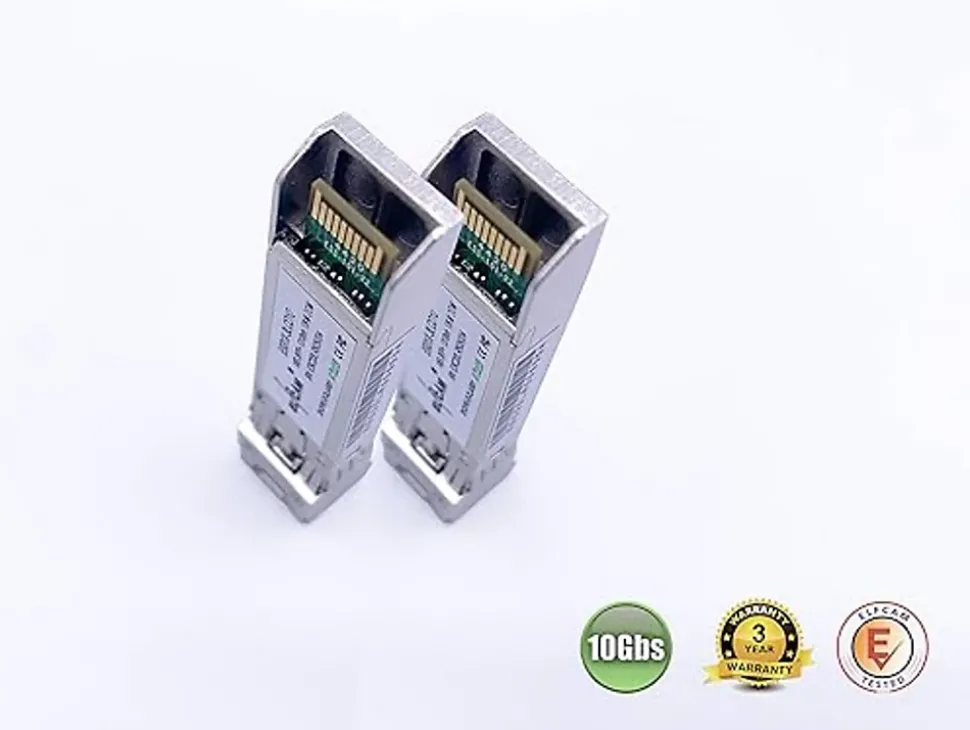 Elfcam - 2 Modules SFP+ 10 Gbps - LC/UPC Monomode OS2, 1310nm 10GBase-LR, 10 km, Compatibles Freebox Ultra