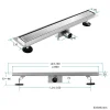 EMKE Siphon de douche linéaire, 80x7 cm, inox brossé SUS304, double installation