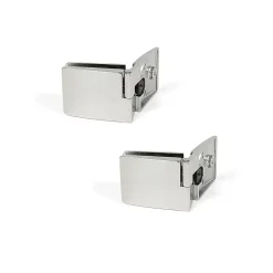 Emuca Jeu de charnières pour portes en verre, centrales, épaisseur 4-5mm, Zamak, Chromé brillant