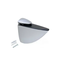 Emuca Jeu de supports pour tablette en bois ou en verre Pelicano, Plastique et Zamak, Peint en aluminium