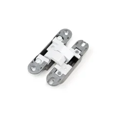 Emuca Lot de 2 charnières à boîtier pour portillon, charge 40kg, ouverture à 180 degrés, Zamak, Blanc