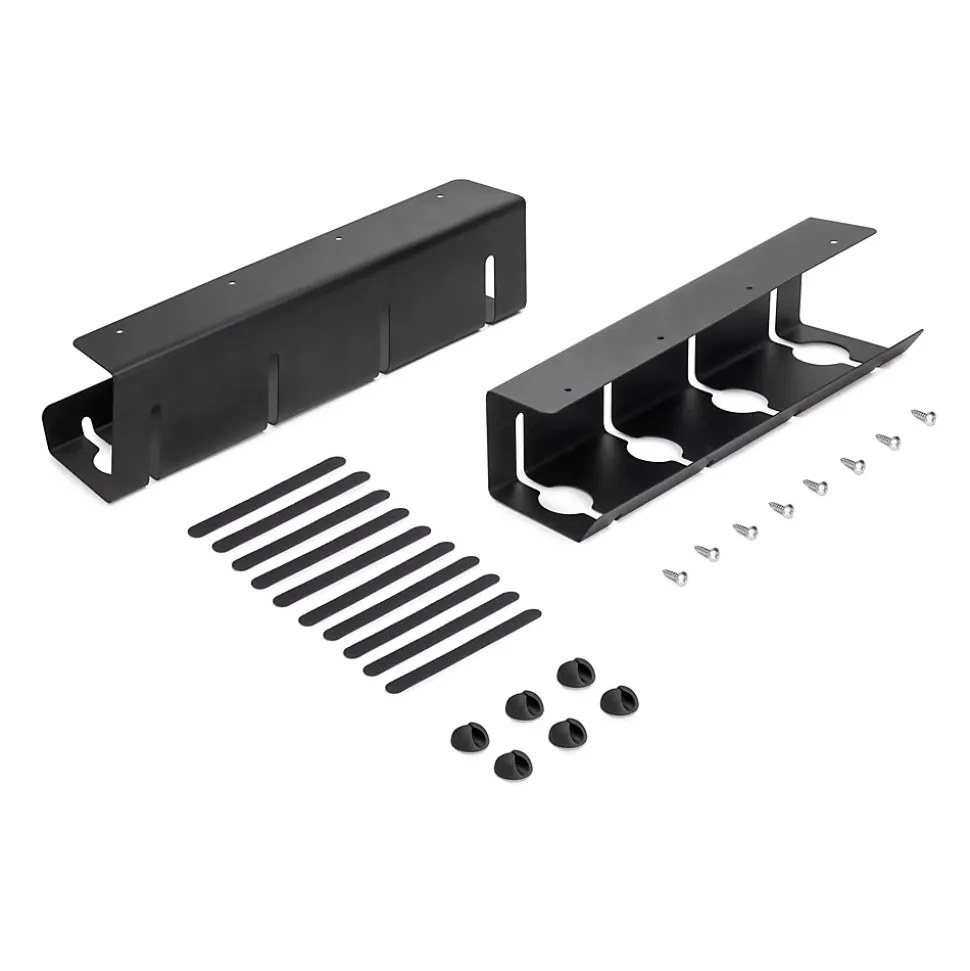 Emuca Lot de 2 Chemin de câbles sous le bureau, Longueur 430 mm, Acier, Peint en noir