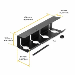 Emuca Lot de 2 Chemin de câbles sous le bureau, Longueur 430 mm, Acier, Peint en noir