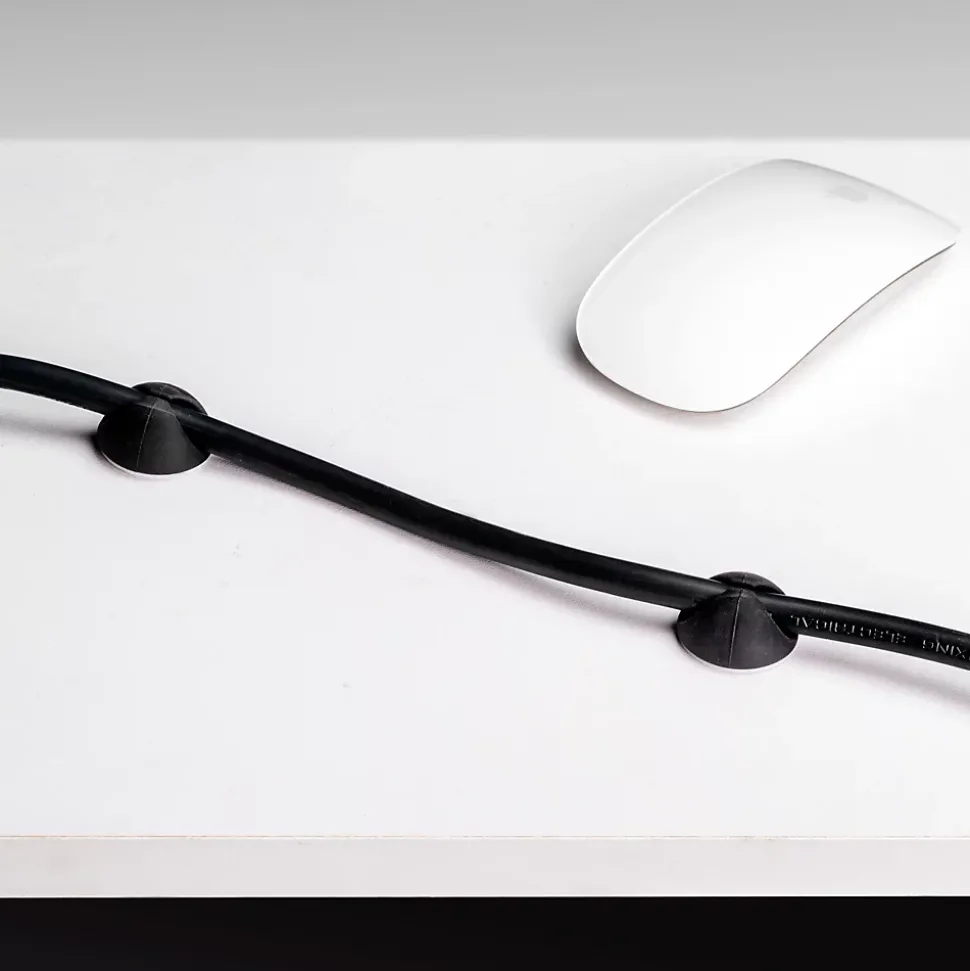Emuca Lot de 2 Chemin de câbles sous le bureau, Longueur 430 mm, Acier, Peint en noir