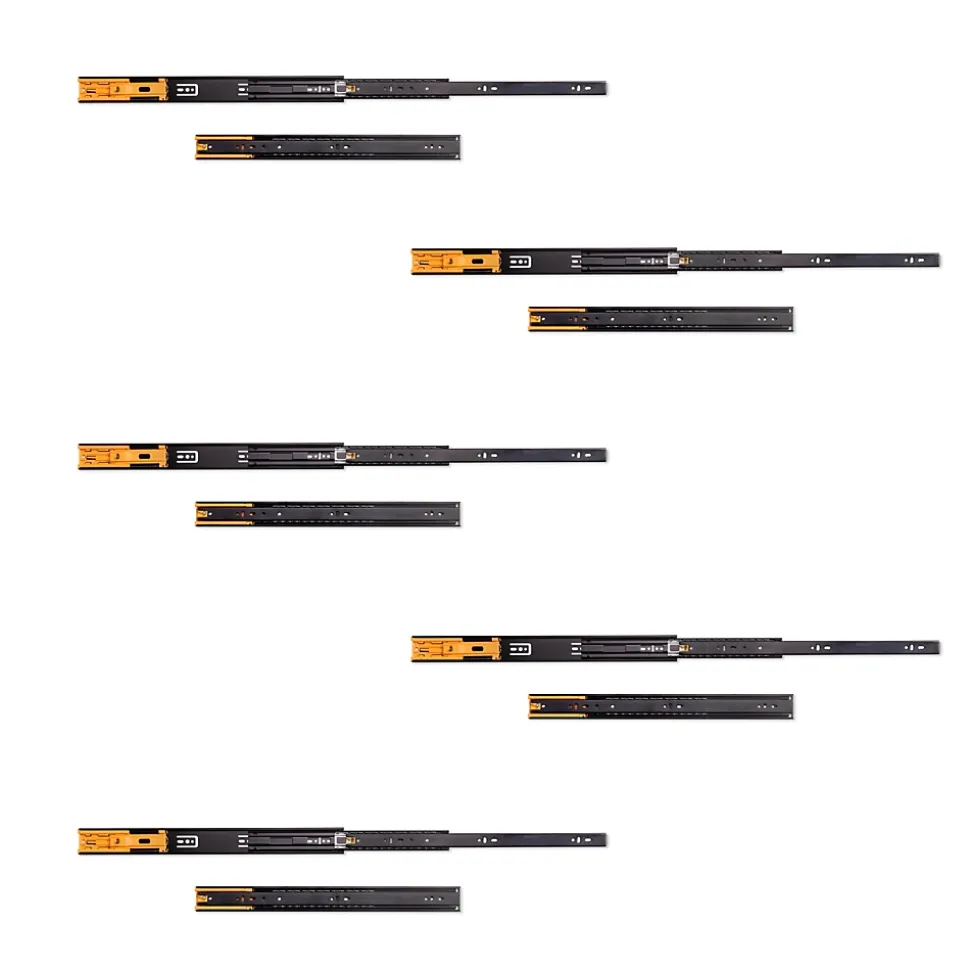 Emuca Lot de 5 jeux de Coulisses pour tiroirs, roulement à billes, hauteur 45mm, profondeur 450mm, sortie totale, fermeture