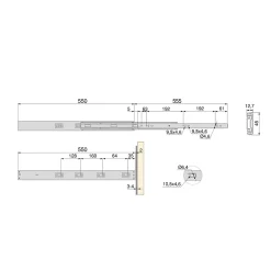 Emuca Lot de 5 jeux de Coulisses pour tiroirs, roulement à billes, hauteur 45mm, profondeur 400mm, sortie totale, Zingué