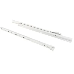 Emuca Lot de 5 jeux de coulisses a roulettes pour tiroir T30, drop lock, longueur 550mm, sortie partielle, Acier, Blanc