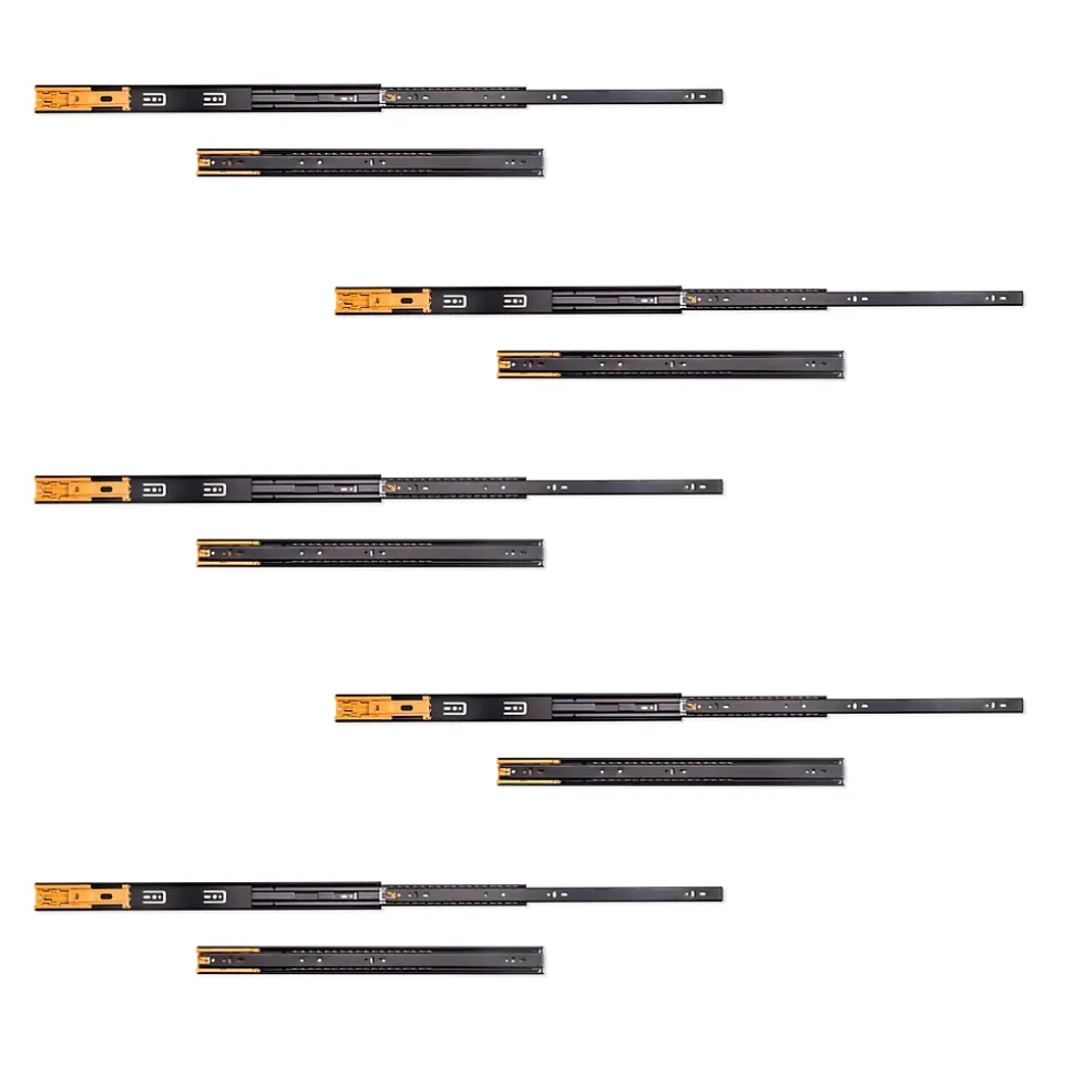 Emuca Lot de 5 jeux de Coulisses pour tiroirs, roulement à billes, hauteur 45mm, profondeur 550mm, sortie totale, fermeture