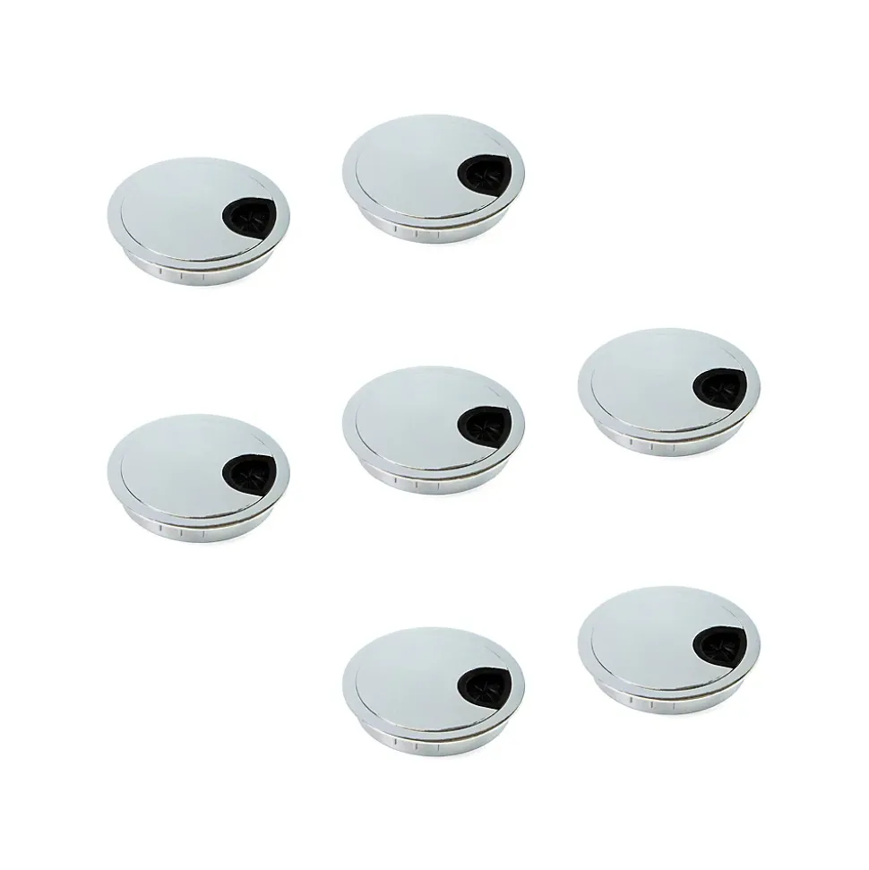 Emuca Lot de 8 passe-câbles circulaires, diamètre 60mm, à encastré Zamak, Chromé