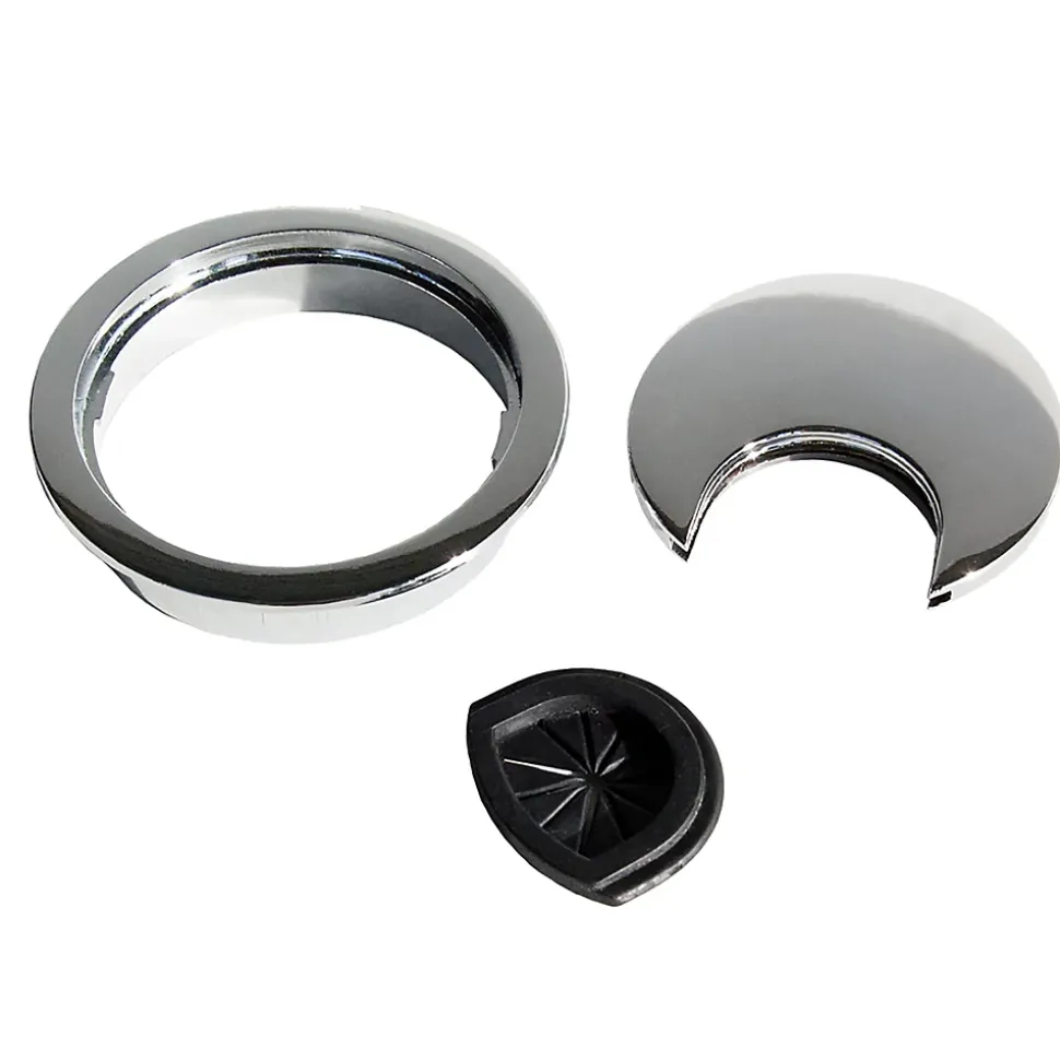 Emuca Lot de 8 passe-câbles circulaires, diamètre 60mm, à encastré Zamak, Chromé