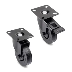 Emuca Lot de 4 roulettes Black avec plétine de montage, diamètre 75mm, Plastique et Acier, Noir