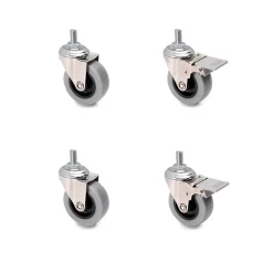 Emuca Lot de 4 roulettes Slip gris-noir avec boulon, diamètre 50mm, Acier et Plastique, Gris Plastique