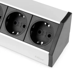 Emuca Multiconnecteur V Dock, Anodisé mat, Plastique et Aluminium.