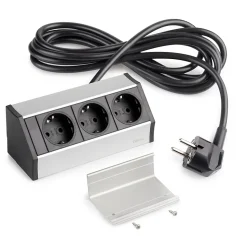 Emuca Multiconnecteur V Dock, Anodisé mat, Plastique et Aluminium.
