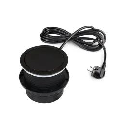 Emuca Multiconnecteur Vertikal Push diamètre 100mm, 3 prises de type Schuko, 1 USB type A, 1 USB type C, Acier et Plastique, Peint
