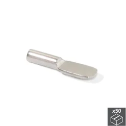 Emuca Support pour étagères en bois, cuillère, D. 5 mm, Acier, Nickelé, 50 ut.-