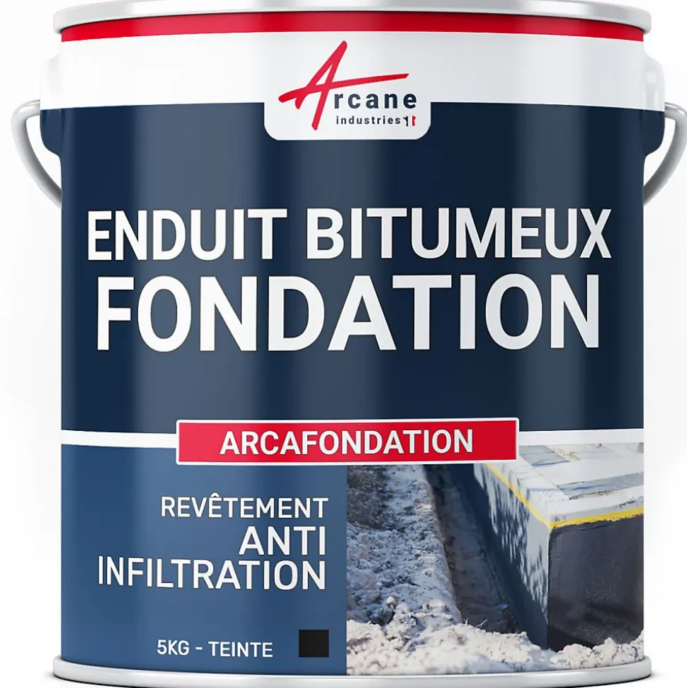 Enduit bitumineux pour Fondations Murs enterrés - ARCAFONDATION. Noir - 5 kg - ARCANE INDUSTRIES